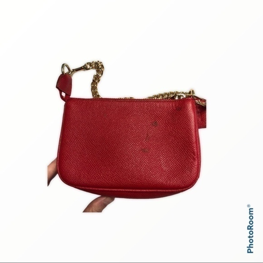 COACH red grosgrain leather mini bag studded - Picture 2 of 15